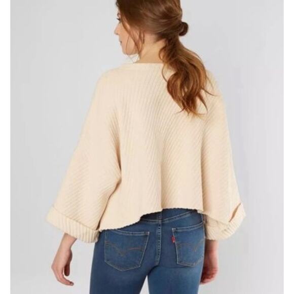 Free People I Can't Wait Oversized Ribbed Dolman Cropped Sweater Medium Cream - Picture 2 of 11